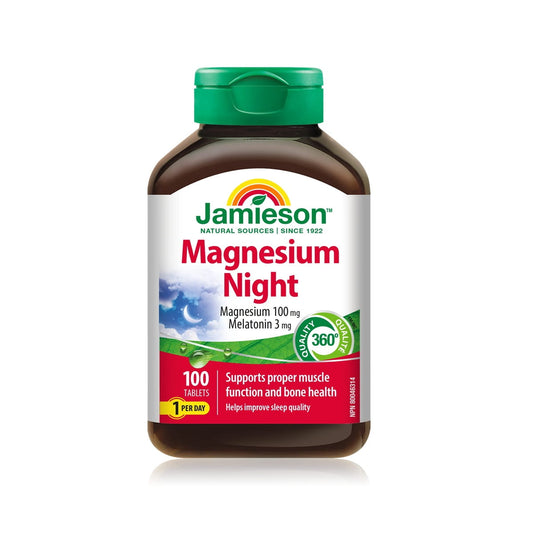 Product label for Jamieson Magnesium Night (100 tablets) EN
