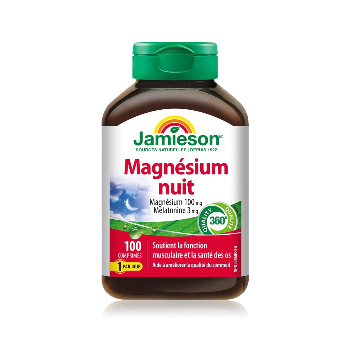 Product label for Jamieson Magnesium Night (100 tablets) FR