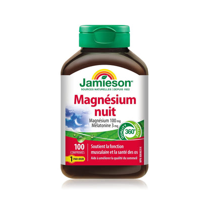 Product label for Jamieson Magnesium Night (100 tablets) FR