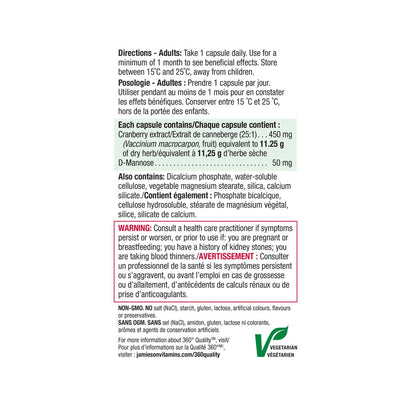 Directions, ingredients, warnings for Jamieson Max Concentrate Cranberry Complex (100 capsules)