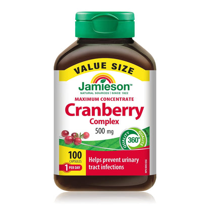 Product label for Jamieson Max Concentrate Cranberry Complex (100 capsules) EN