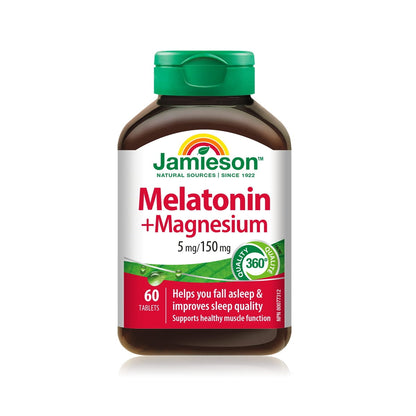 Product label for Jamieson Melatonin with Magnesium (60 tablets) EN