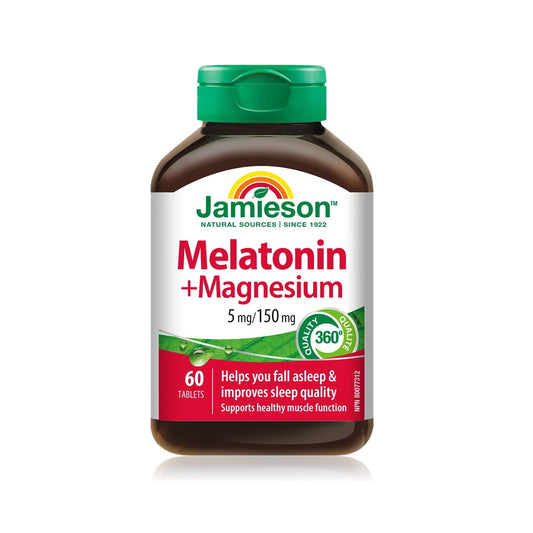 Product label for Jamieson Melatonin with Magnesium (60 tablets) EN