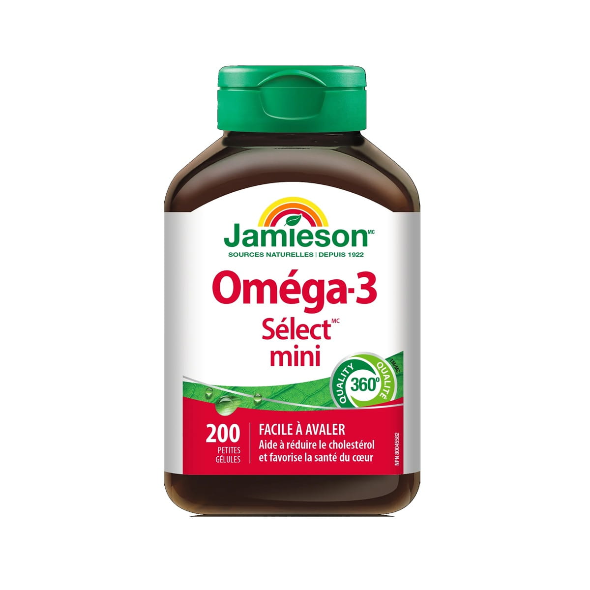 Product label for Jamieson Omega-3 Select Mini (200 softgels) FR