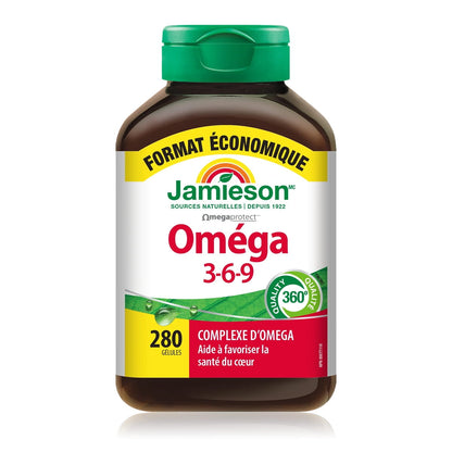 Product label for Jamieson Omega 3-6-9 (280 softgels) FR
