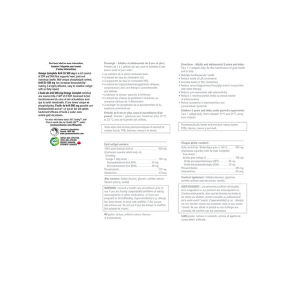 Directions, Ingredients, Warnings for Jamieson Omega Complete Krill 500 mg (100 softgels)