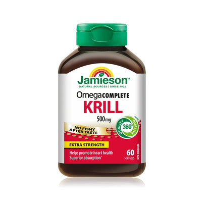 Product label for Jamieson Omega Complete Krill 500 mg (60 softgels) EN