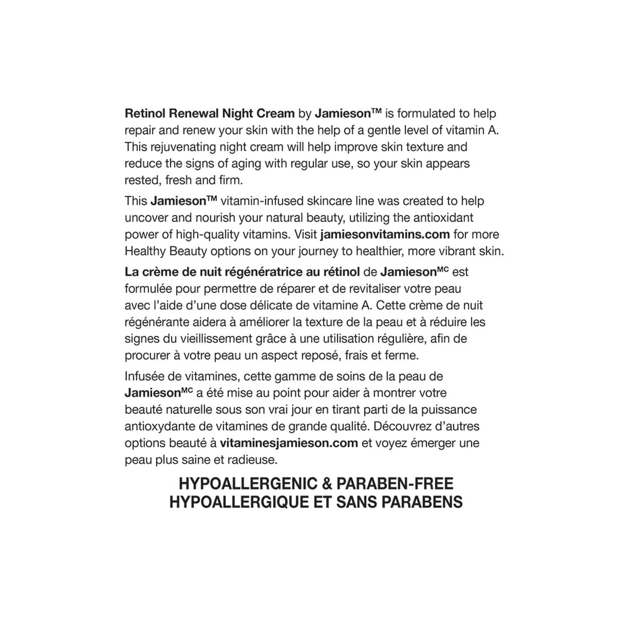 Description for Jamieson ProVitamina Vitamin A Retinol Renewal Night Cream (120 mL)