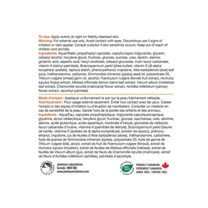 Uses, warnings, ingredients for Jamieson ProVitamina Vitamin A Retinol Renewal Night Cream (120 mL)