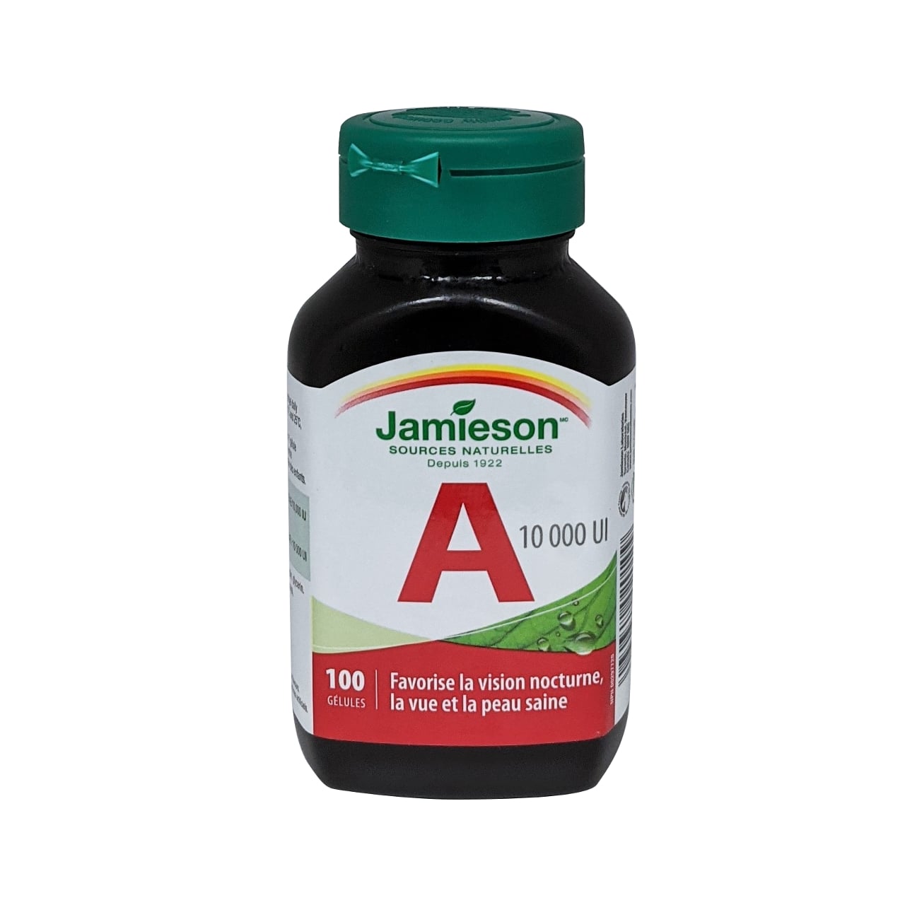 Product label for Jamieson Vitamin A (10,000 IU) (100 softgels) in French