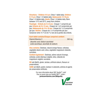 Jamieson Vitamin C 500 mg Chewables Tangy Orange (330 tablets)