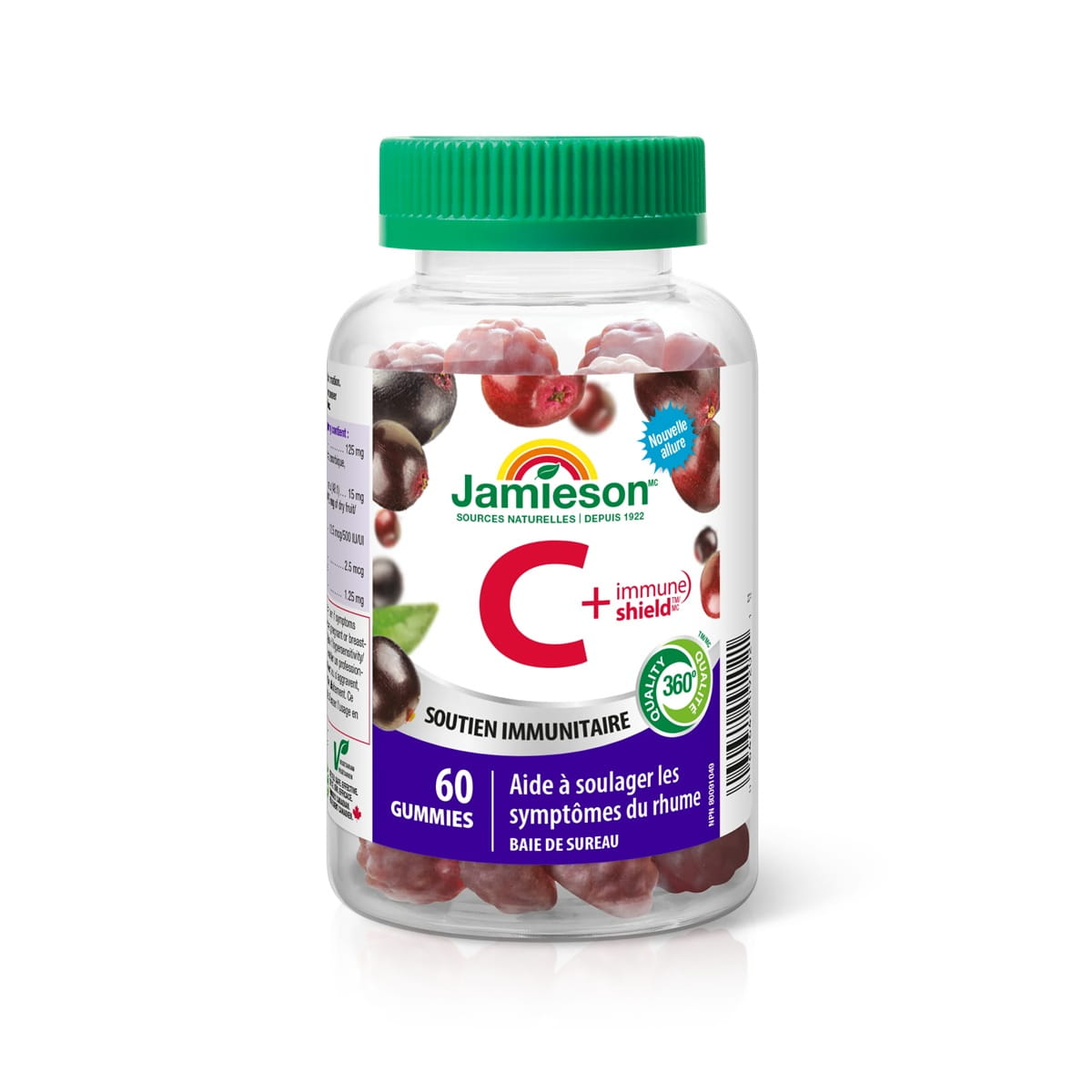 Product label for Jamieson Vitamin C + Immune Shield (60 gummies) FR