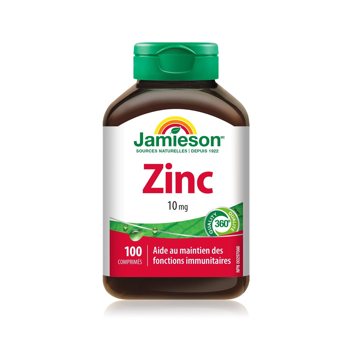 Product label for Jamieson Zinc 10 mg (100 tablets) FR