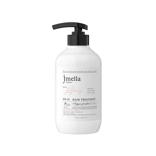 Product label for Jmella in France Blooming Peony Hair Treatment (500 mL)