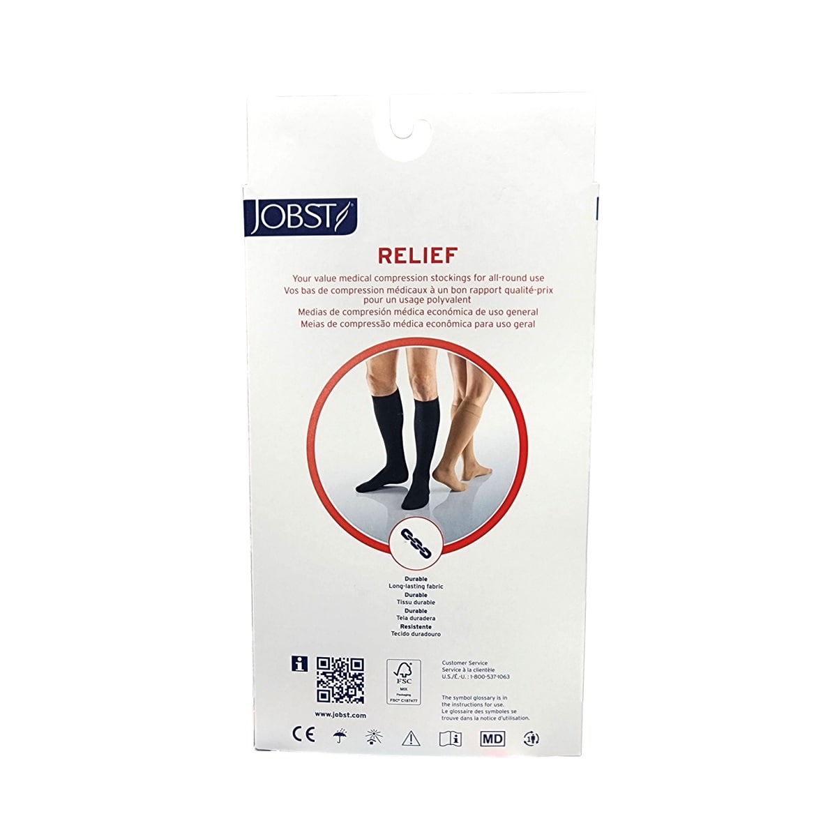 Description and features for Jobst Relief Compression Stockings 20-30 mmHg - Knee High / Open Toe / Beige (Medium)