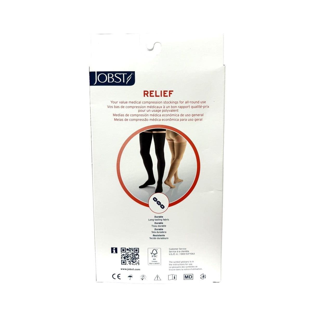 Description for Jobst Relief Compression Stockings 20-30 mmHg - Thigh High / Silicone Dot Band / Open Toe / Beige (Small)