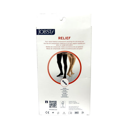 Description for Jobst Relief Compression Stockings 20-30 mmHg - Thigh High / Silicone Dot Band / Open Toe / Beige (Small)