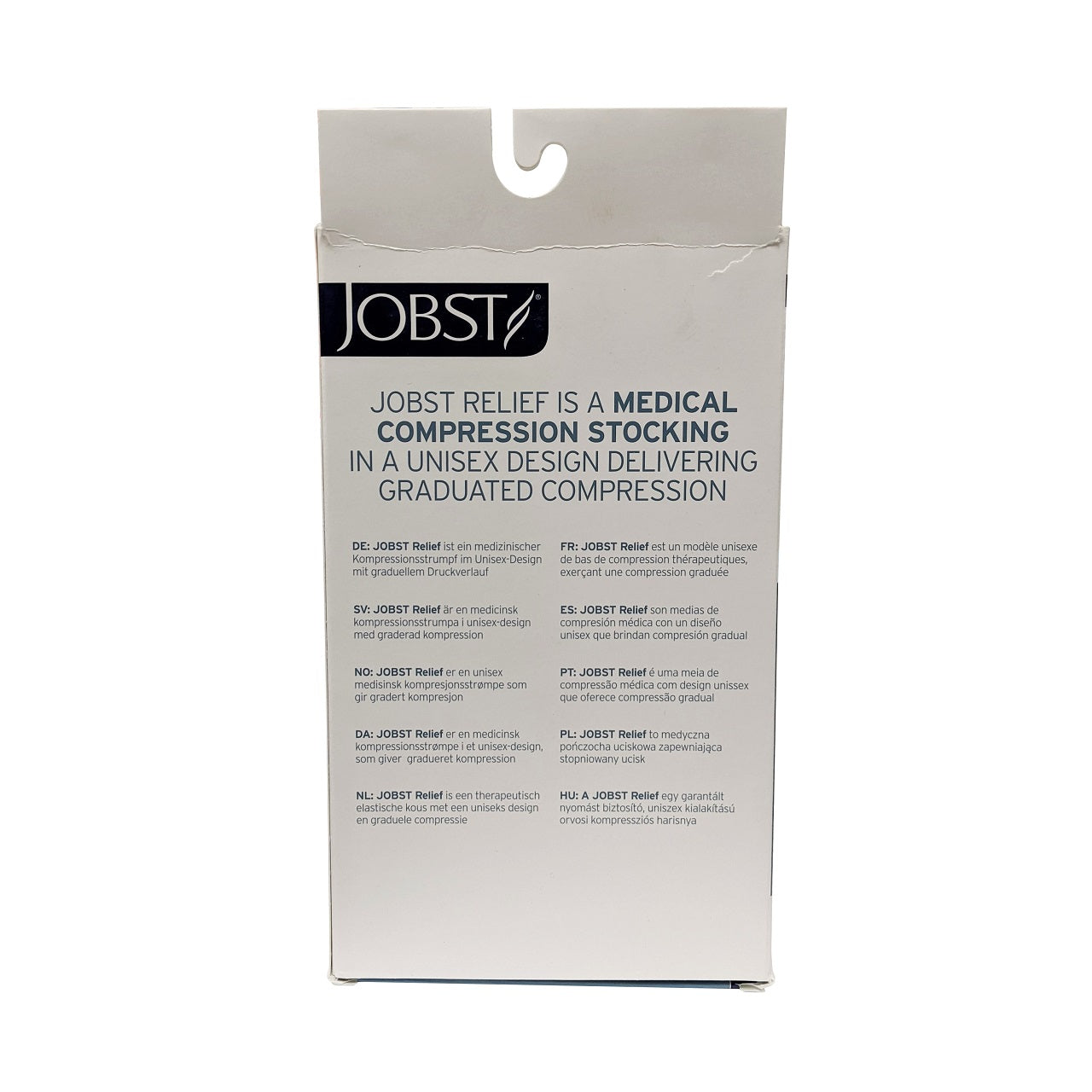 Description and features for Jobst Relief Compression Stockings 20-30 mmHg - Thigh High / Silicone Dot Band / Closed Toe / Black (Medium)
