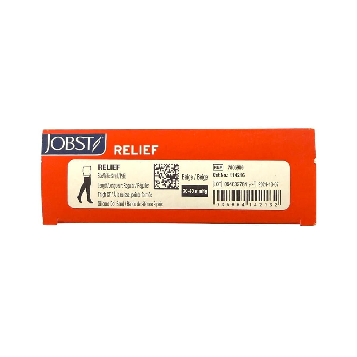 Jobst Relief Compression Stockings 30-40 mmHg - Thigh High / Silicone Dot Band / Closed Toe / Beige (Small)