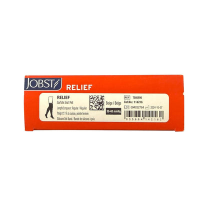 Jobst Relief Compression Stockings 30-40 mmHg - Thigh High / Silicone Dot Band / Closed Toe / Beige (Small)