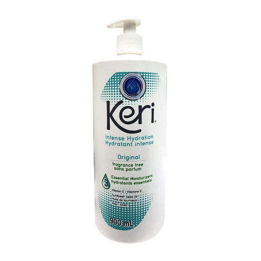 Product label for Keri Original Intense Hydration Fragrance Free (900 mL)