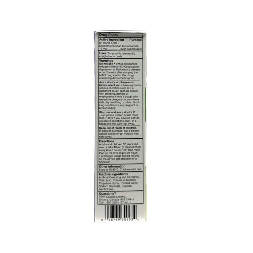 Teva Koffex Dextromethorphan Hydrobromide Syrup (250 mL) – beyondRx.ca ...