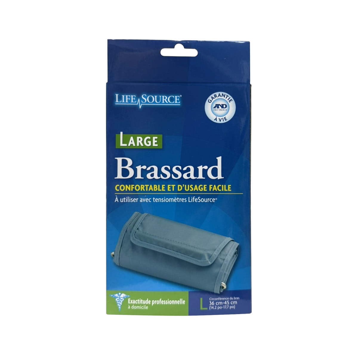 Product label for Life Source Blood Pressure Monitor Cuff (Large) UA-281 in French