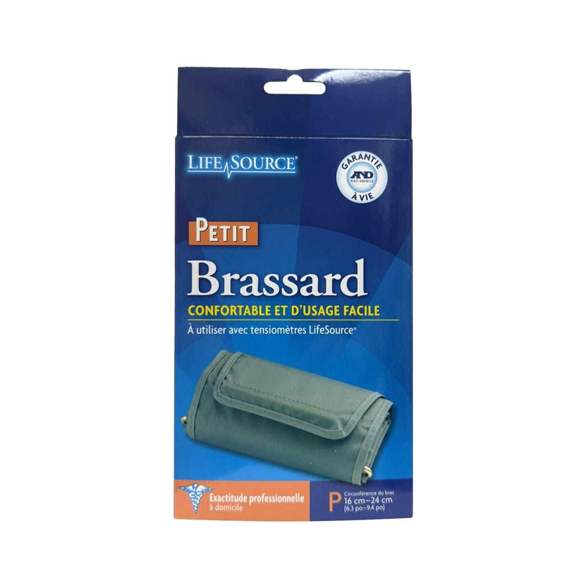 Product label for Life Source Blood Pressure Monitor Cuff (Small) UA-279 in French