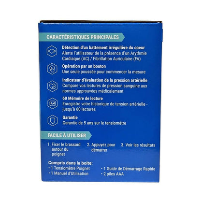 Features for LifeSource Blood Pressure Monitor (for Wrist) in French