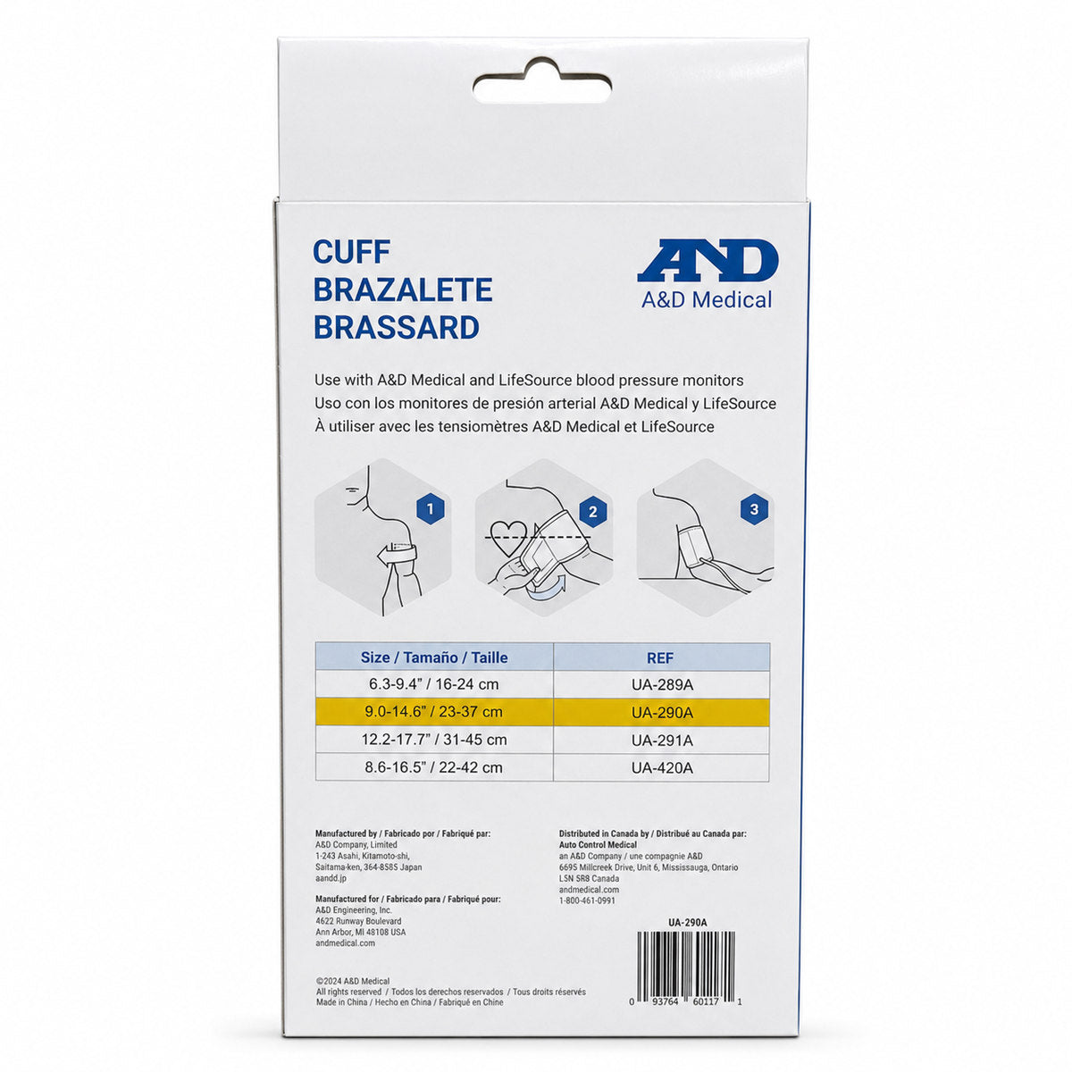 Life Source Blood Pressure Monitor Cuff (Medium) UA-290A - Size Chart