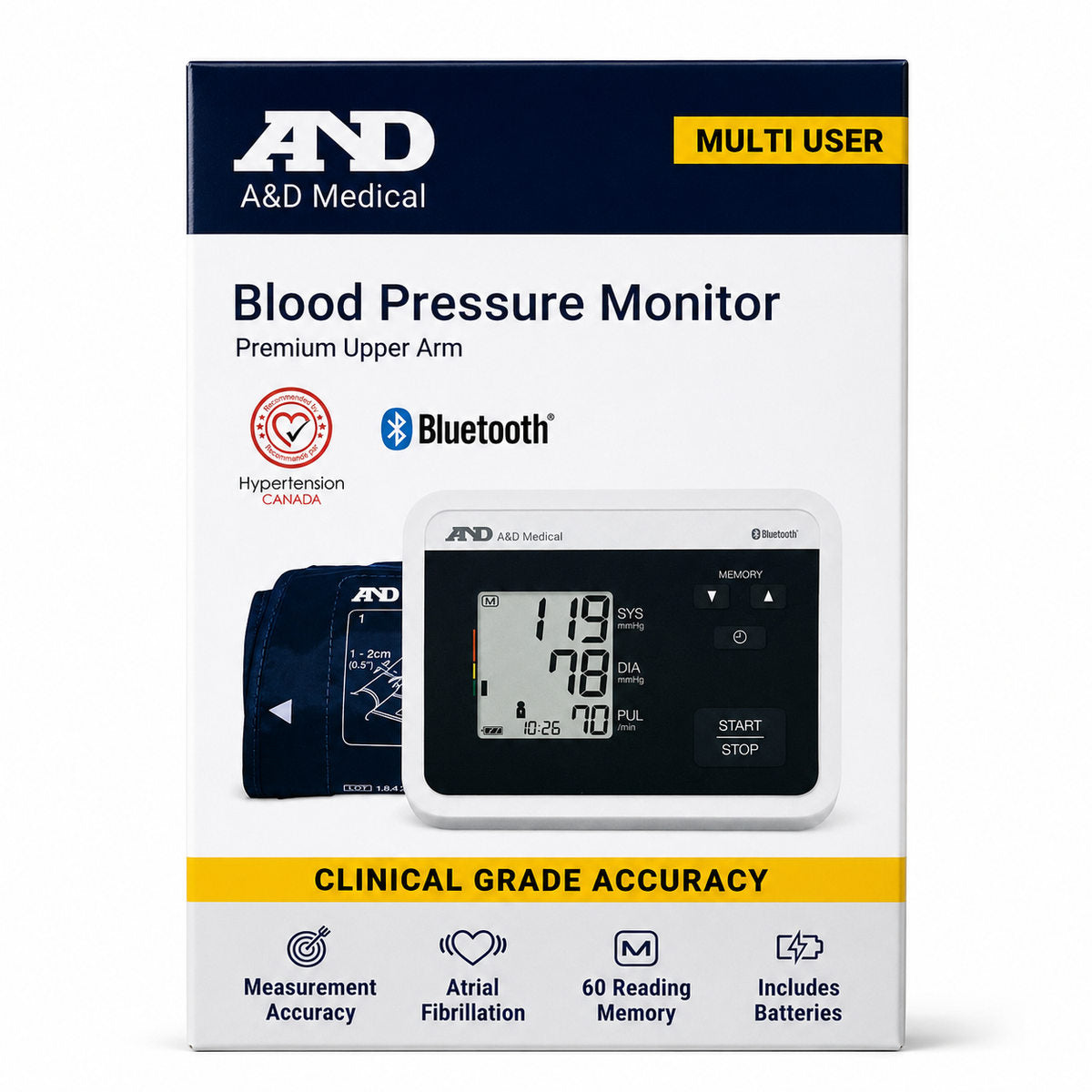 Life Source Blood Pressure Monitor Premium Upper Arm Multi User UA-770CNBLE - Product Label EN
