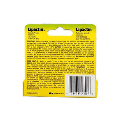 Directions, ingredients, cautions for Lipactin Gel for Cold Sores (3 grams)
