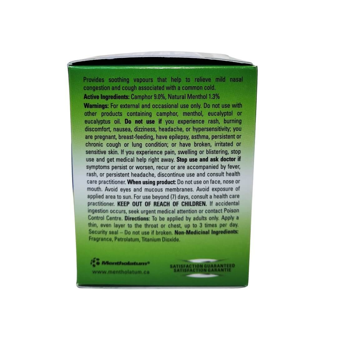 Description, ingredients, warnings, and directions for Mentholatum Natural Menthol Rub Ointment (100 mL) in English