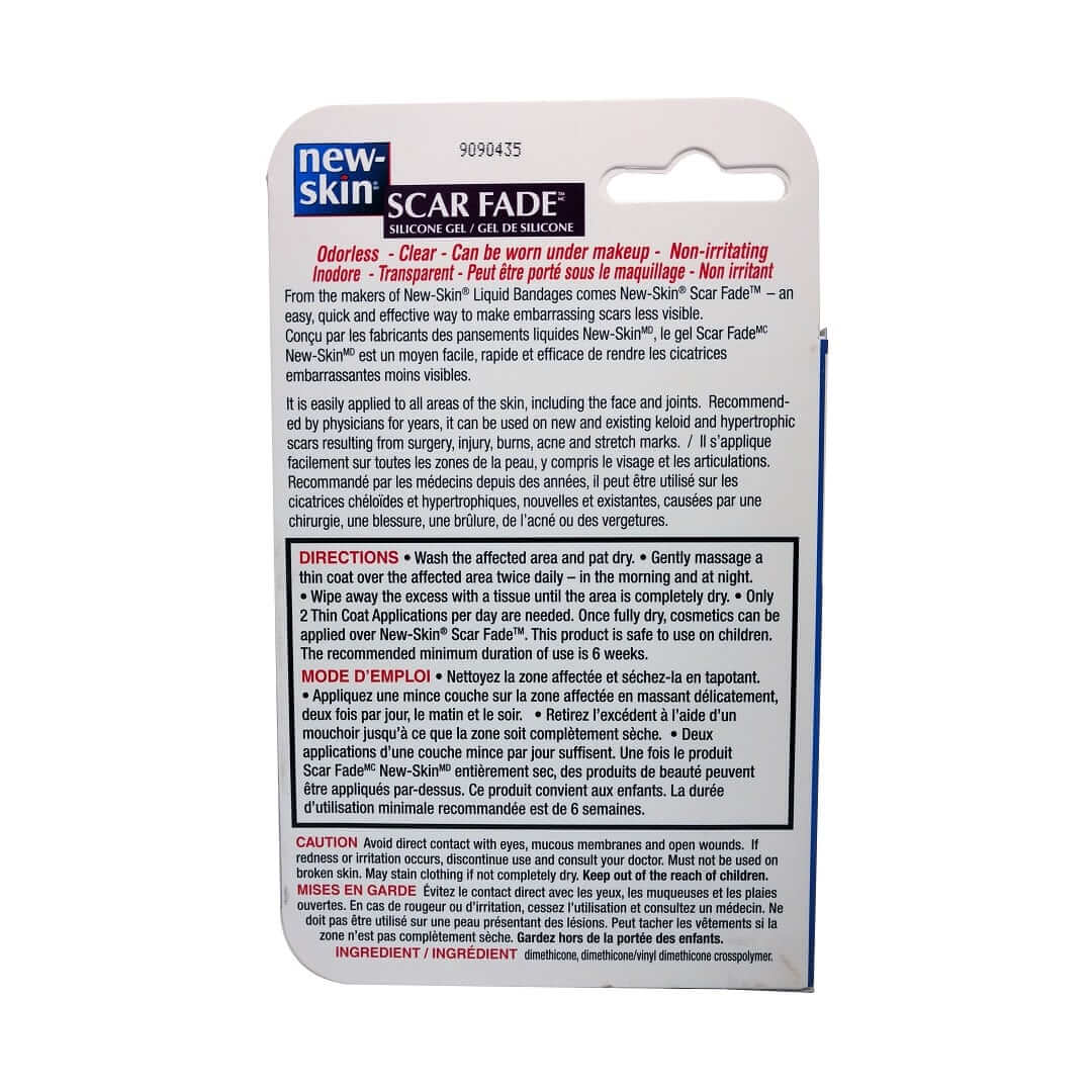 Caution, directions, ingredient for New-Skin Scar Fade Silicone Gel (15 grams)