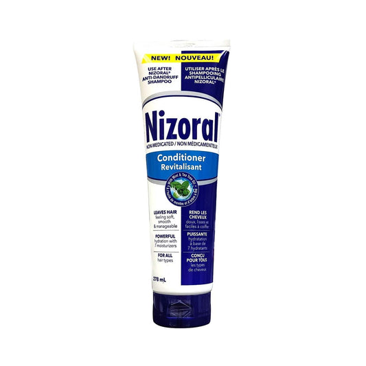 Product label for Nizoral Non-Medicated Conditioner with Mint and Tea Tree Oil (278 mL)