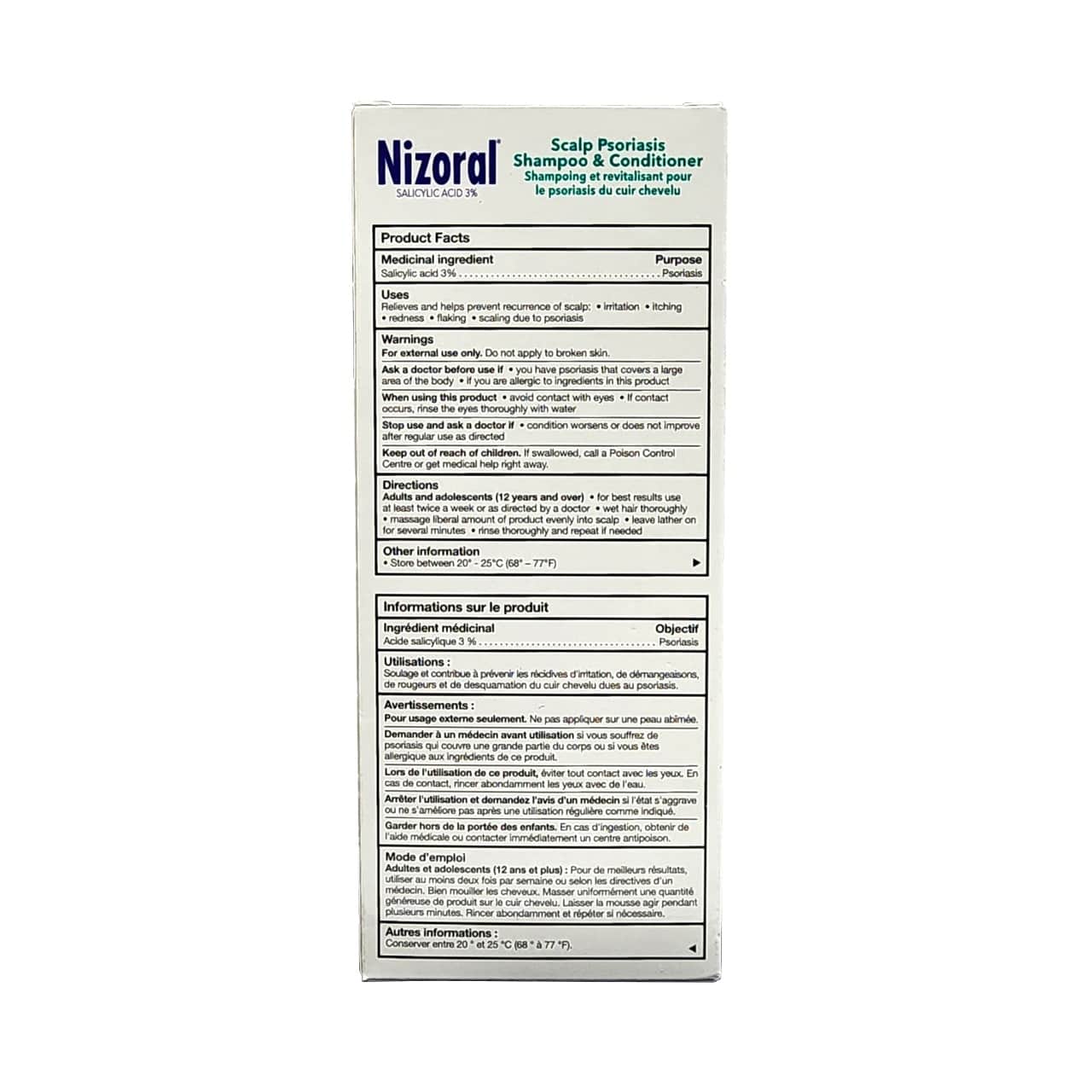 Ingredients, uses, warnings, directions for Nizoral Scalp Psoriasis Shampoo (200 mL)