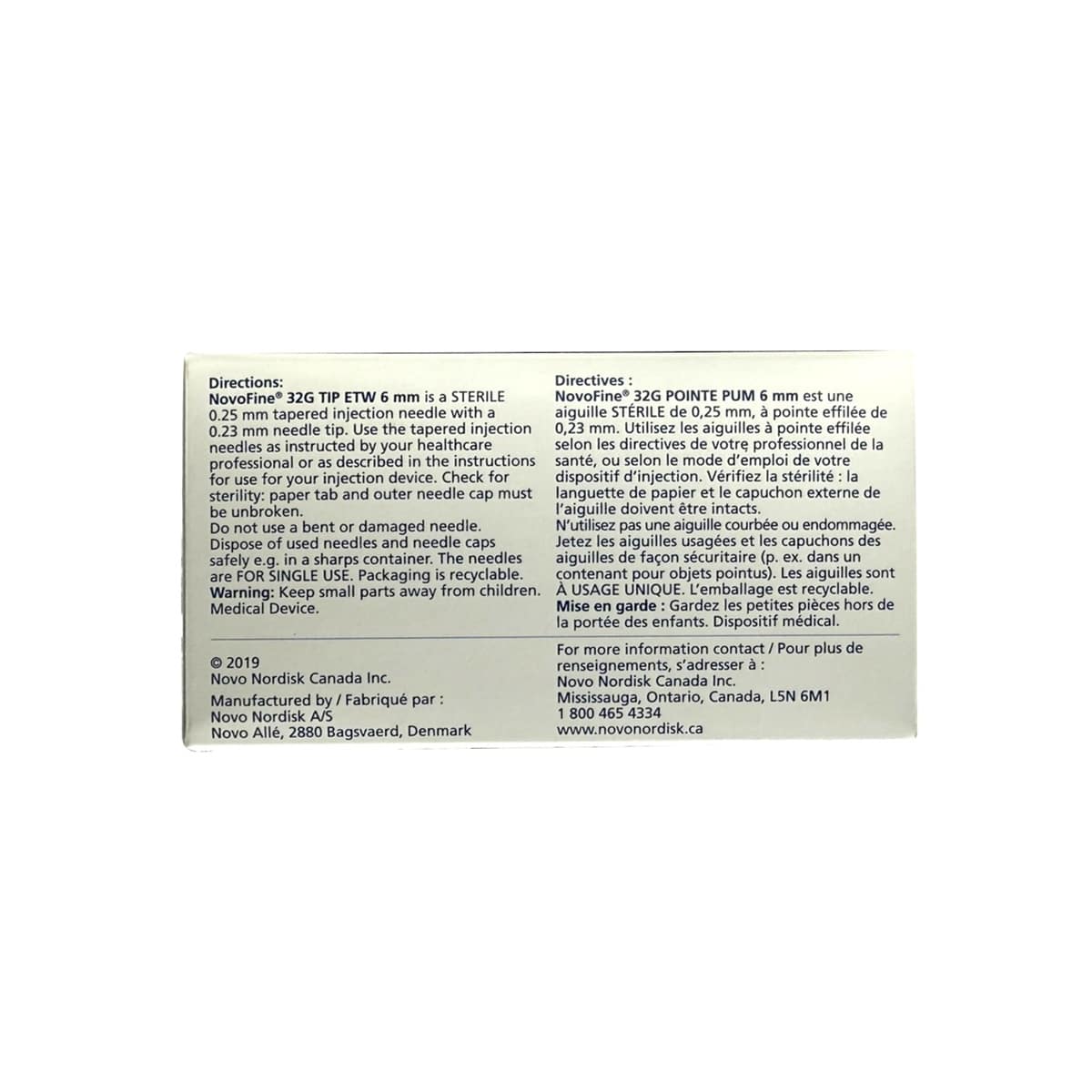 Directions for Novofine Insulin Pen Needles 32G ETW 6mm (100 count)