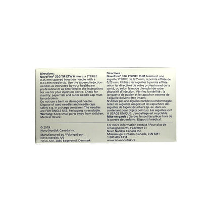 Directions for Novofine Insulin Pen Needles 32G ETW 6mm (100 count)