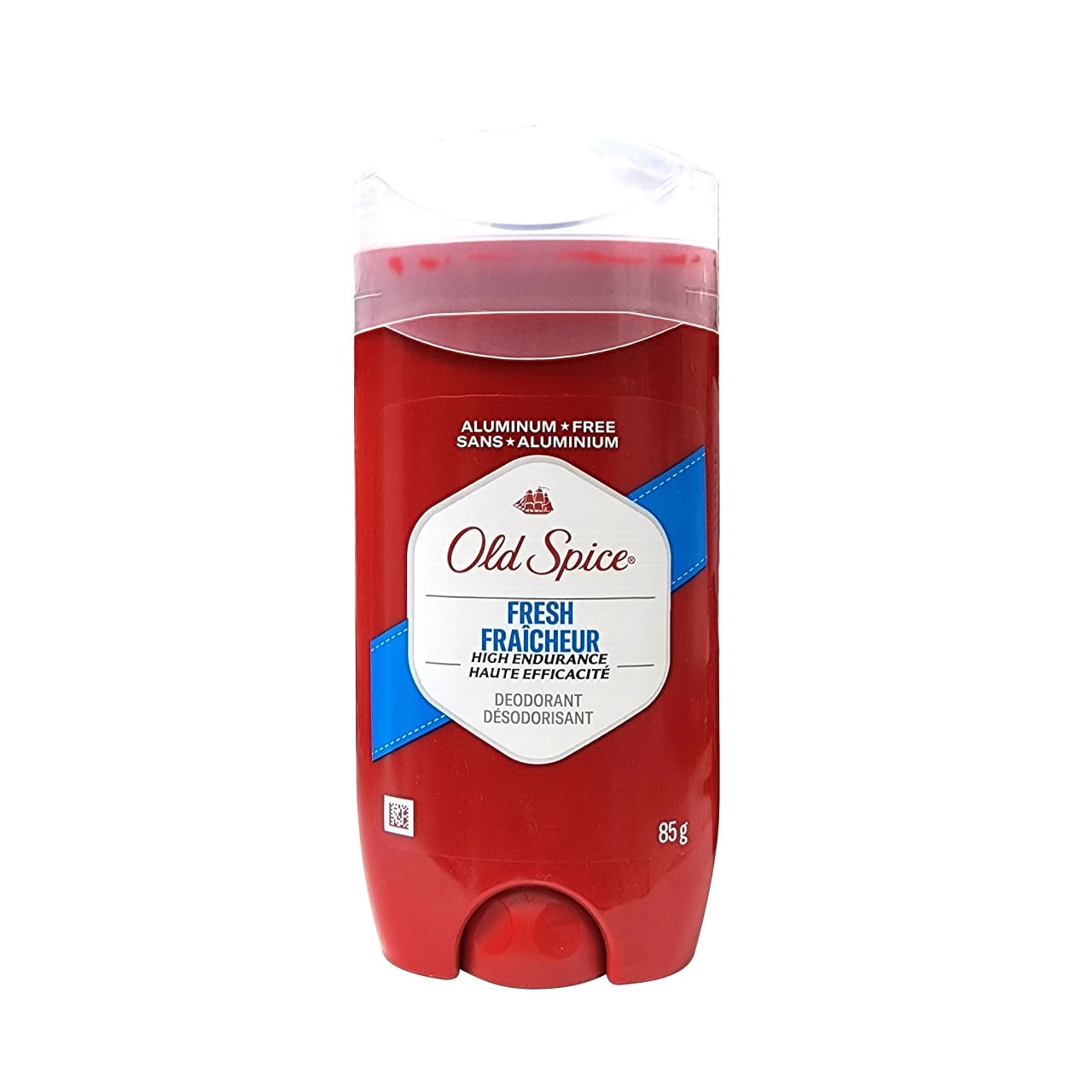 Product label for Old Spice Fresh High Endurance Deodorant (85 grams)