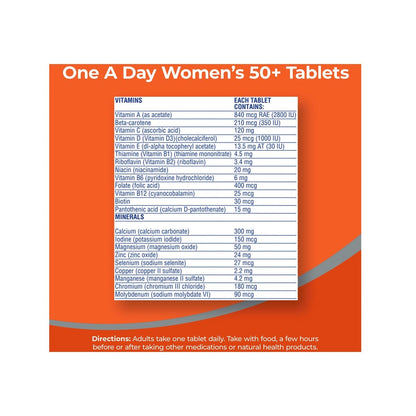 Ingredients for One A Day Complete Multivitamin for Women 50+ (90 tablets)