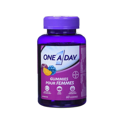 Product label for One A Day Multivitamin Gummies for Women (60 gummies) in French