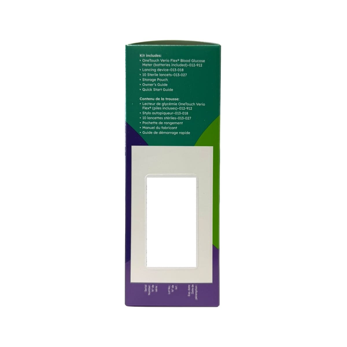 Kit contents for OneTouch Verio Flex Blood Glucose Monitoring System