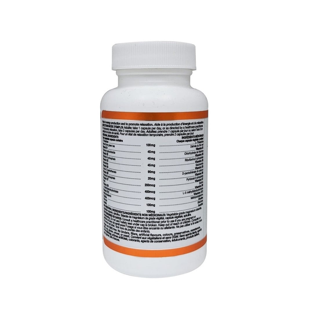 Ingredients, directions, and cautions for Orange Naturals B-Complex with L-Theanine (45 capsules)