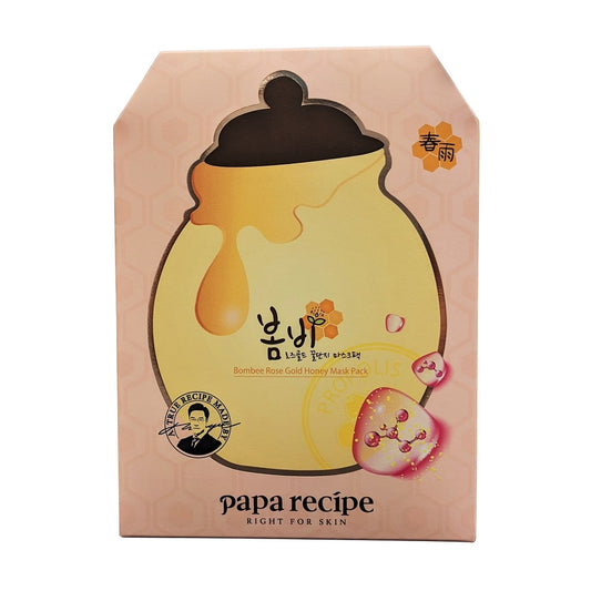 Product label for Paparecipe Bombee Rose Gold Honey Mask (10 Sheets)