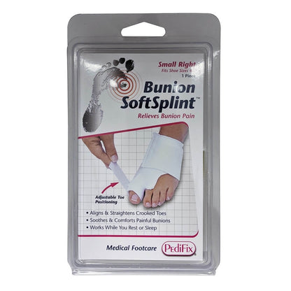 Product label for PediFix Bunion Soft Splint (Small) right foot