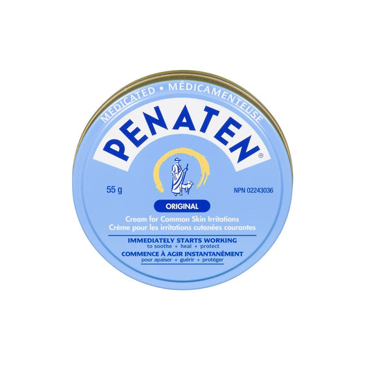 Product label for Penaten Original Cream for Common Skin Irritations (55 grams)