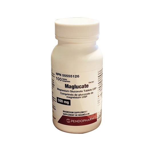 Product label for Pendopharm Maglucate Magnesium Gluconate 500 mg (100 tablets)