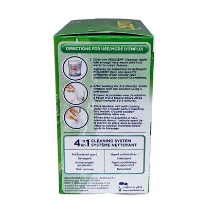 Directions for Polident 3 Minute Daily Cleanser Triple Mint Fresh (40 tablets)