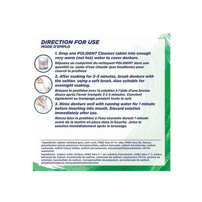 Polident Overnight Antibacterial Cleanser Triple Mint Fresh (40 tablets)