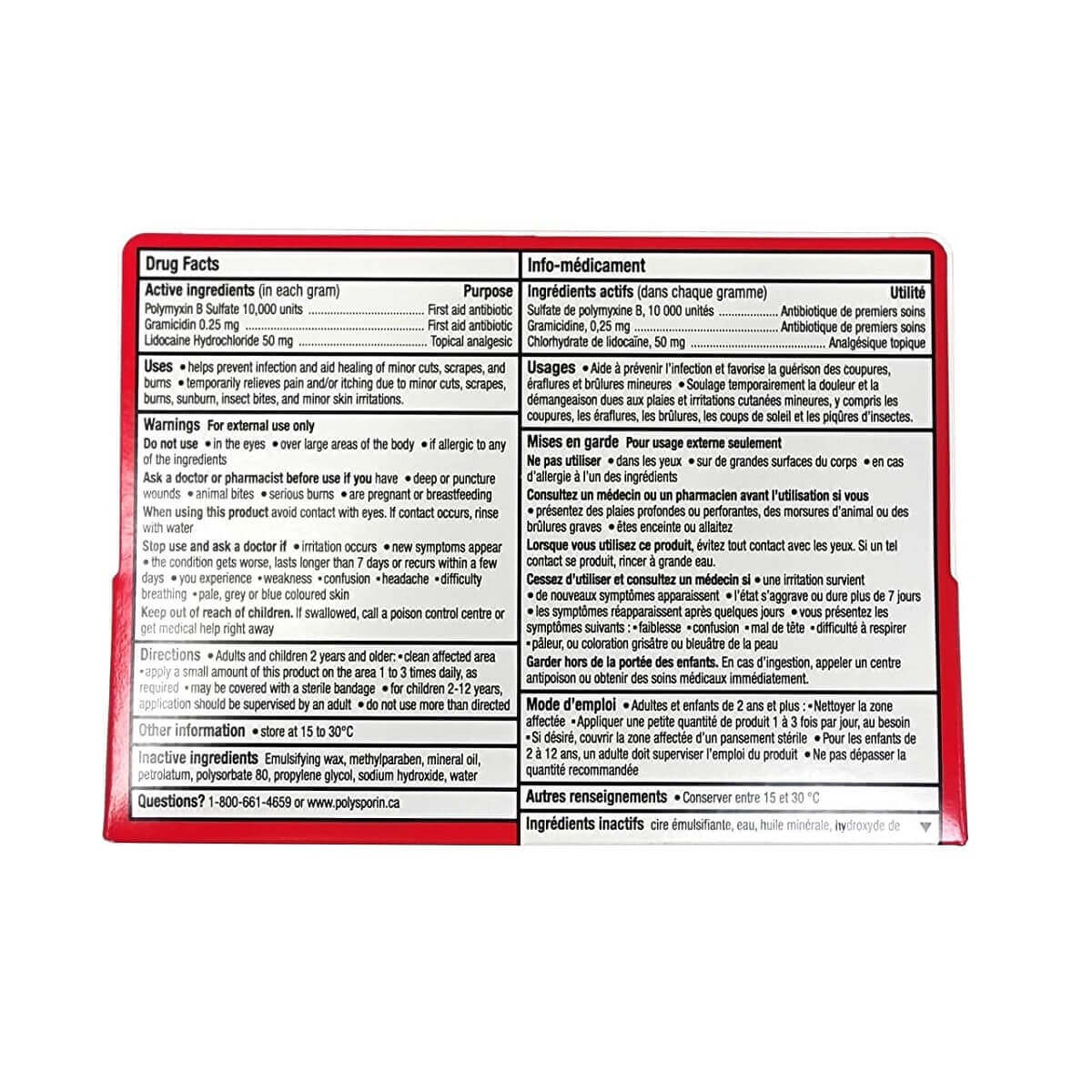 Ingredients, uses, warnings, directions for Polysporin Cream Pain Relief and 2 Antibiotics (30 grams)